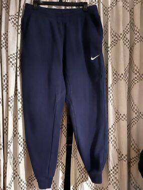 Nike Navy Track Joggers with White Swoosh with sweatshirt